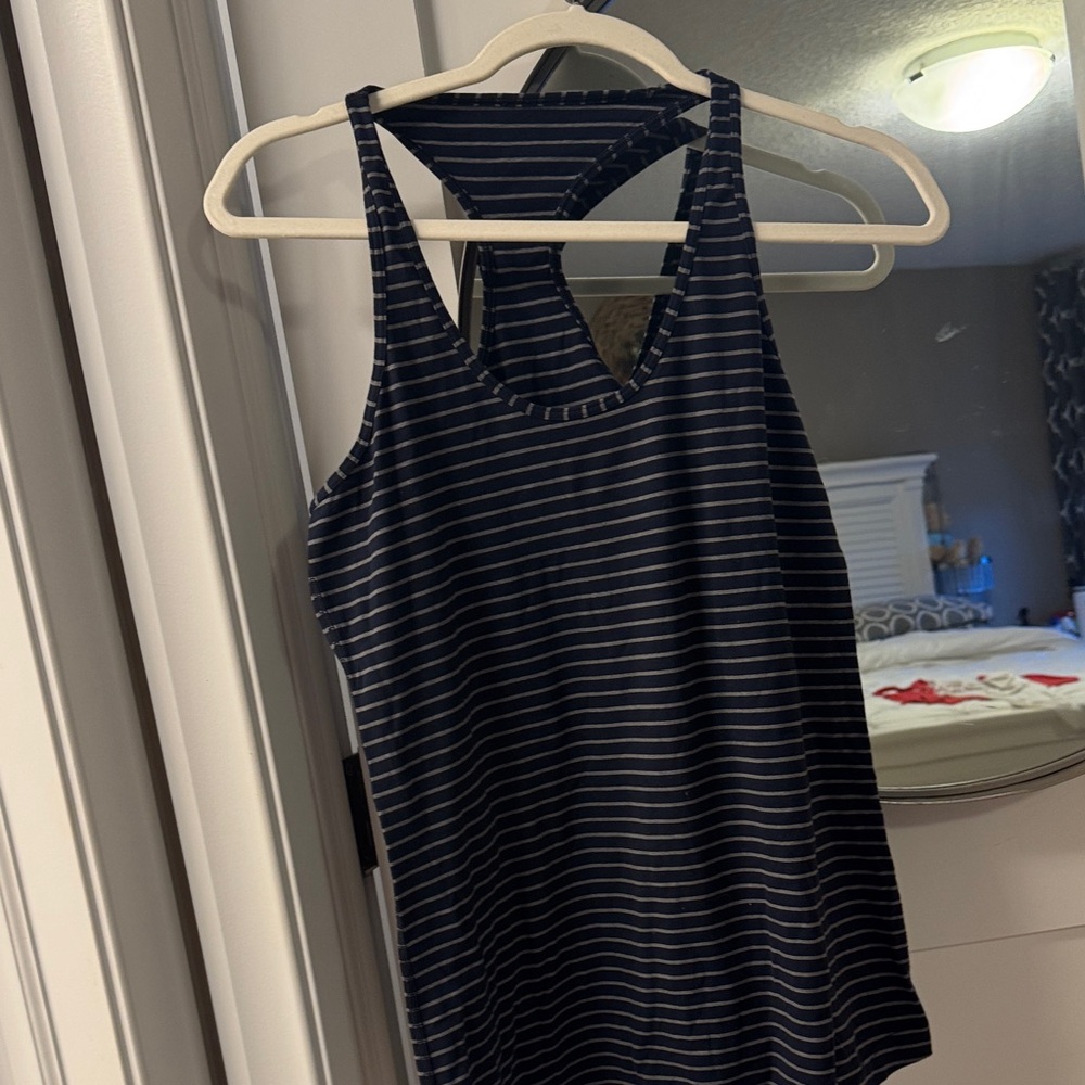 Lululemon Athletica Navy and Gray Striped Tank
